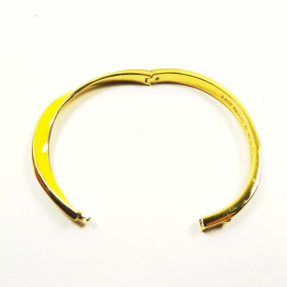 KATE SPADE Gold Plated Yellow Enamel Twisted Hinged Bangle Bracelet - Picture 7 of 7